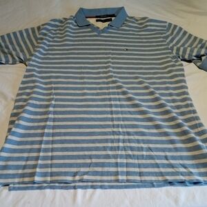 Tommy Hilfiger Blue and White Striped Polo